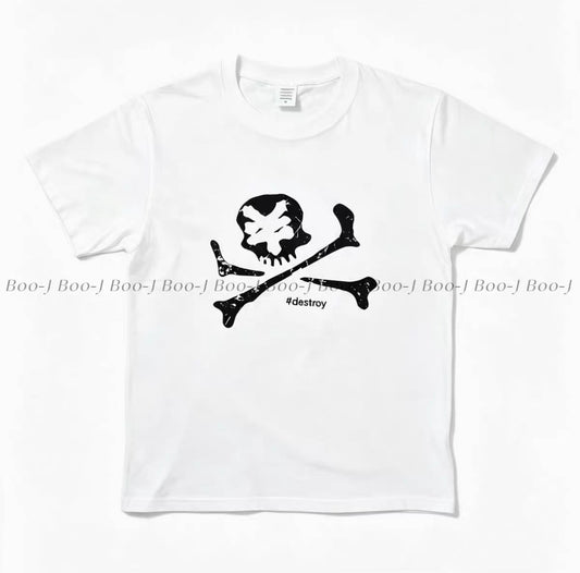 Distressed Skull Crossbone destroy Graphic Tee