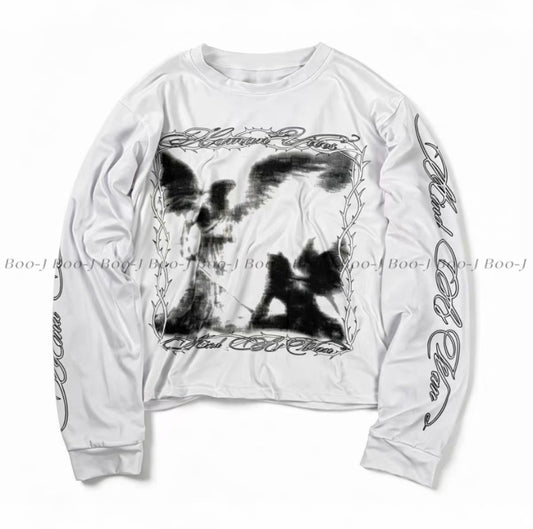 Dark Angel Cropped Long Sleeve Tee