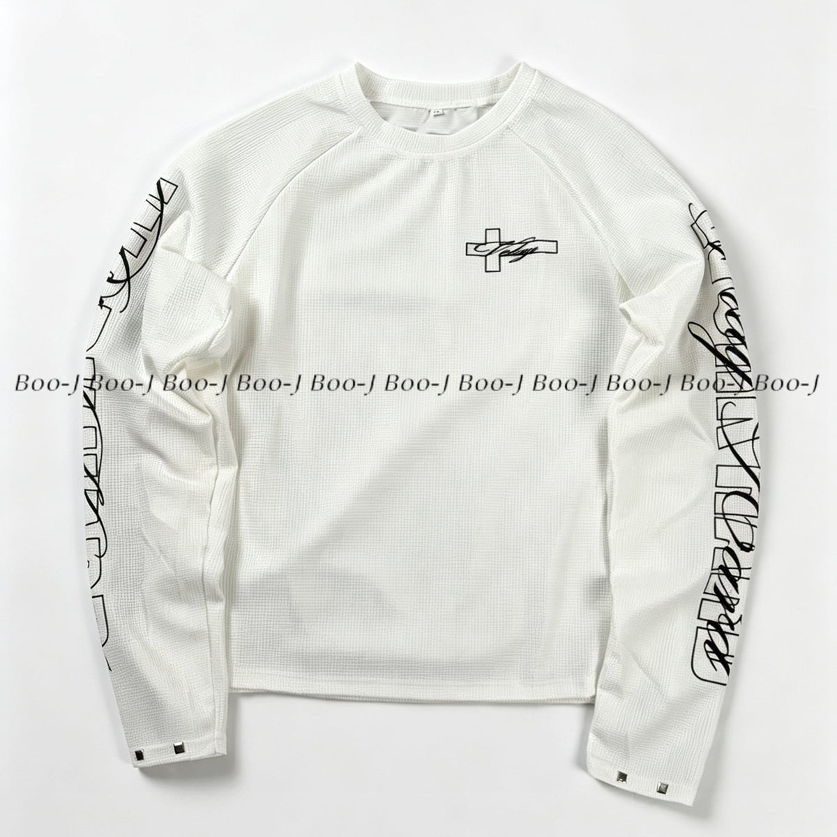 Cross Logo Waffle Knit Raglan Long Sleeve Tee