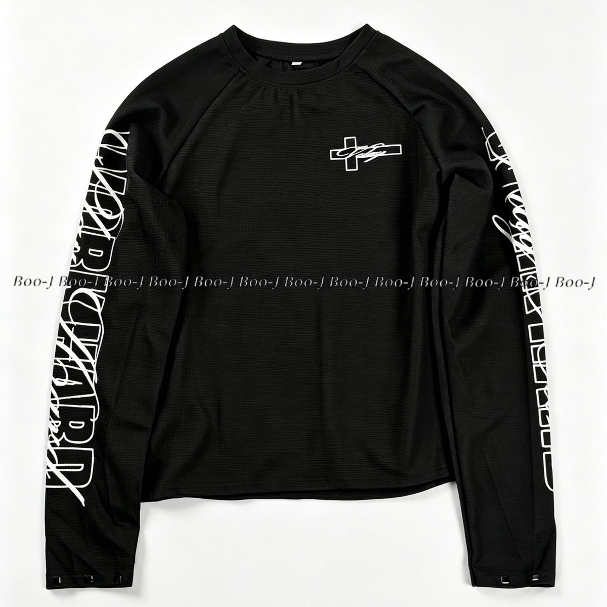 Cross Logo Waffle Knit Raglan Long Sleeve Tee