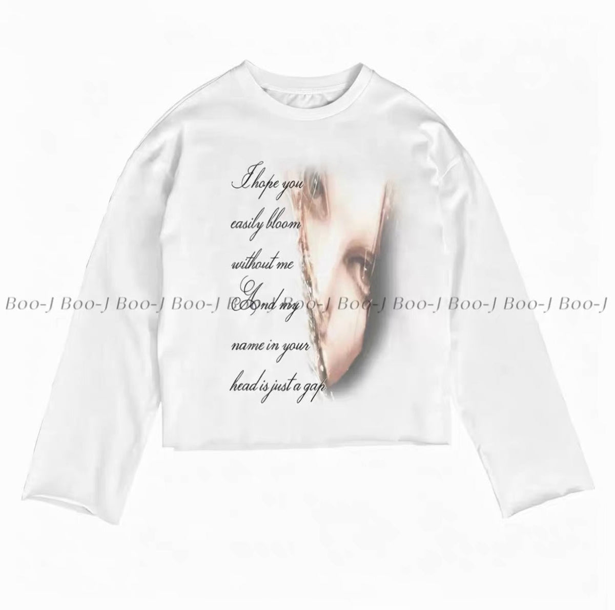 Gothic Portrait Letter Print Long Sleeve Tee