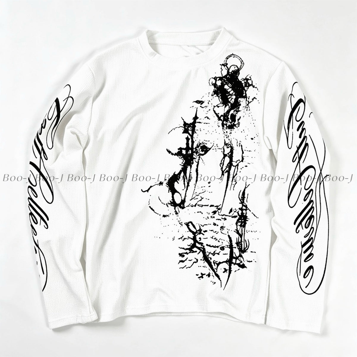 Dark Gothic Broken Sword Print Loose Long Sleeve Tee