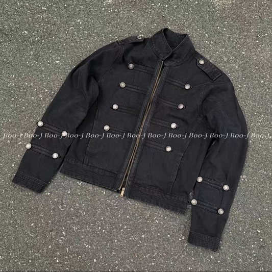 Napoleon Military Double-Breasted Denim Jacket