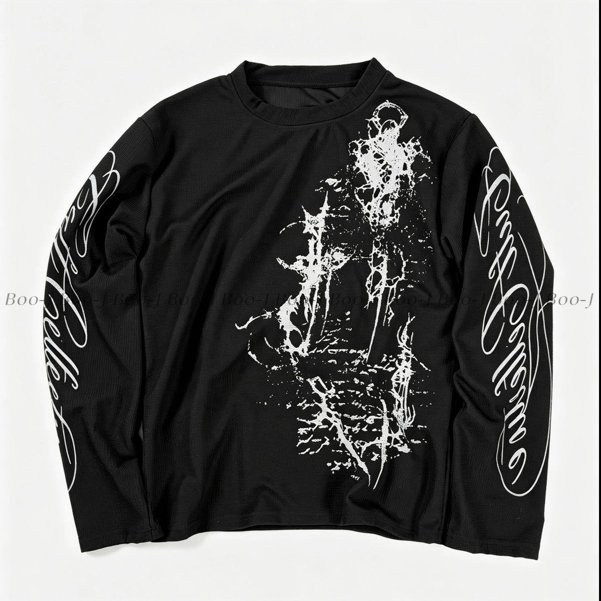 Dark Gothic Broken Sword Print Loose Long Sleeve Tee