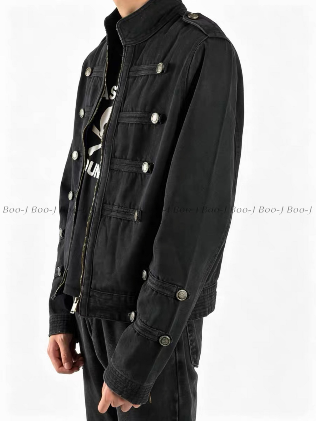 Napoleon Military Double-Breasted Denim Jacket